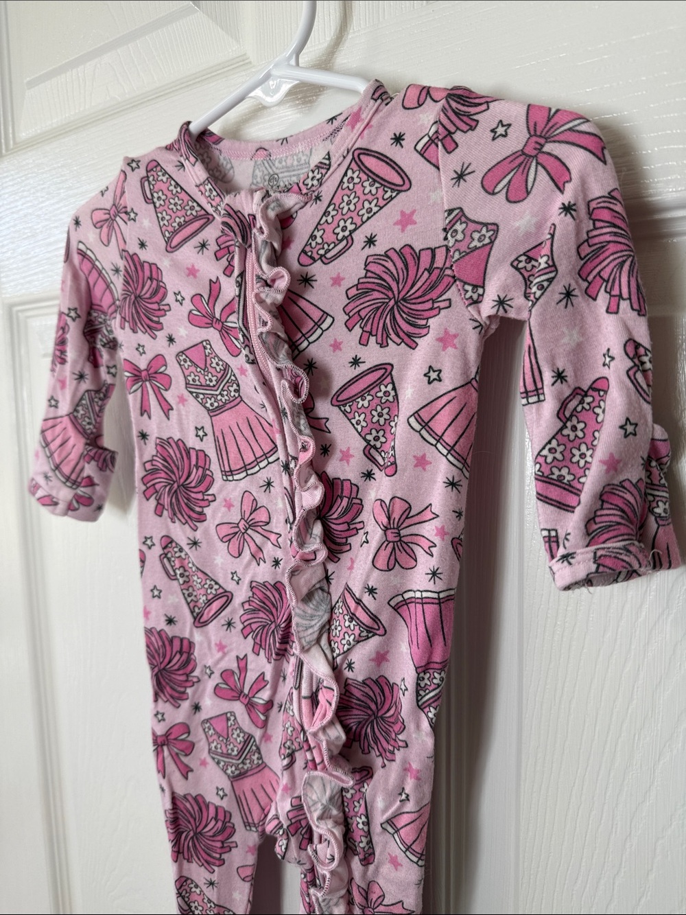 Caden Lane Pink Cheer Ruffle Double Zip Footie - Picture 3 of 10